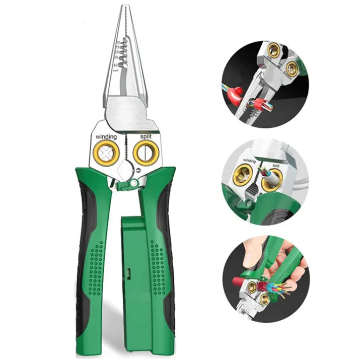 8 in 1 Wire Stripper Twister for Cutting and Pulling Wires, Cable Scissors,Voltage Tester Pliers, 12V to 250V Live