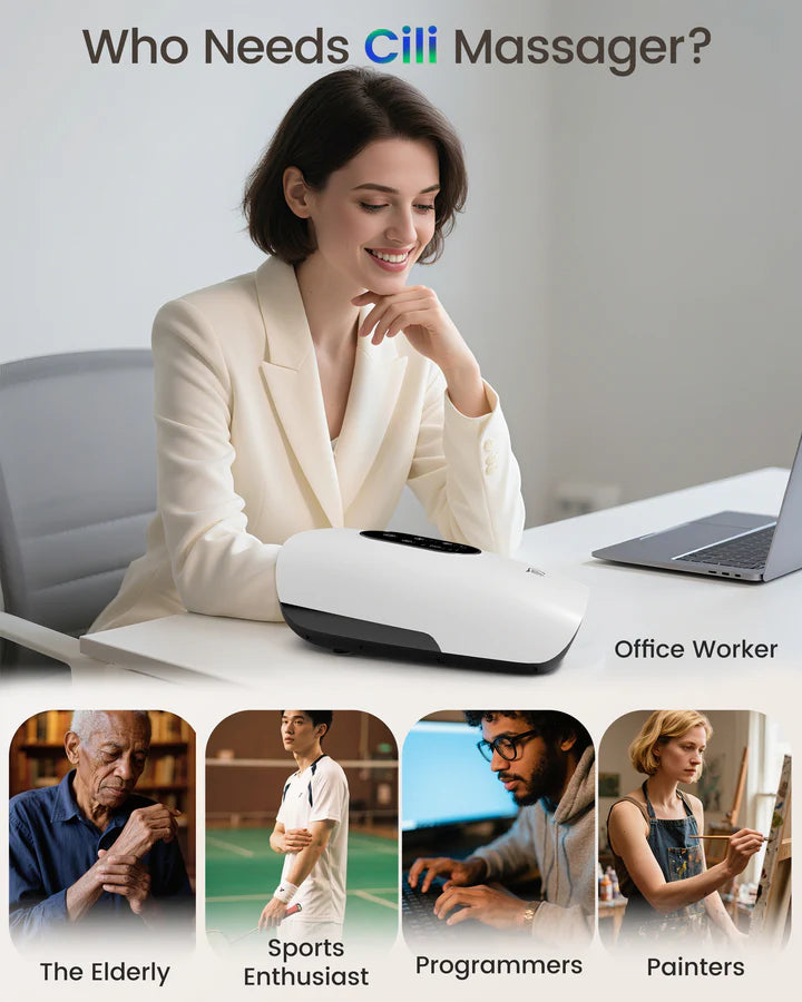 CILI Larger Size Hand Massager with Heat and Compression, USB-C Rechargeable CL-4554