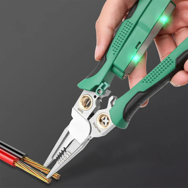 8 in 1 Wire Stripper Twister for Cutting and Pulling Wires, Cable Scissors,Voltage Tester Pliers, 12V to 250V Live