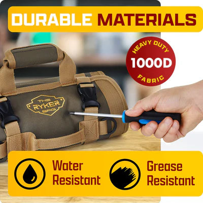 Ryker Bag Tool Organizers - Small Tool Bag W/Detachable Pouches, Heavy Duty Roll Up Tool Bag Organizer - 6 Tool Pouches
