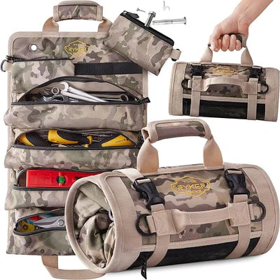 Ryker Bag Tool Organizers - Small Tool Bag W/Detachable Pouches, Heavy Duty Roll Up Tool Bag Organizer - 6 Tool Pouches